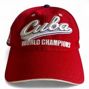 Daring Cuba World Champions Red Baseball Embroidered 6-Panel Adjustable Cap